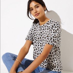 LOFT | LOFT Leopard Print Knit Puff Sleeve Top NWT